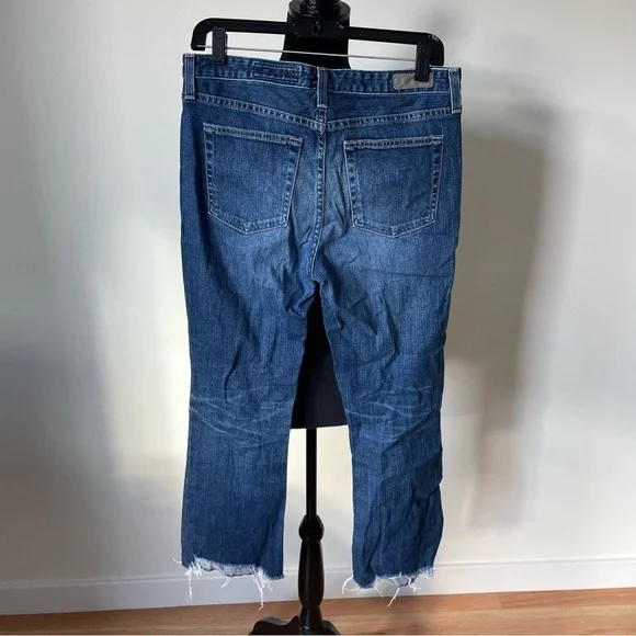 AG Adriano Goldschmied Jodi High Rise Slim Flare Crop Raw Hem Jeans EUC Size 29